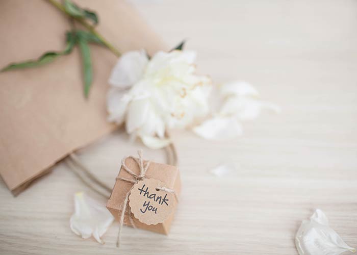 Small Gift package between peonies