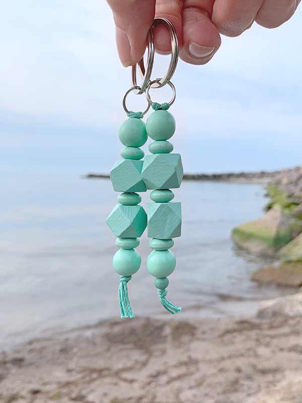 Seafoam Green Wooden Bead-Keychain