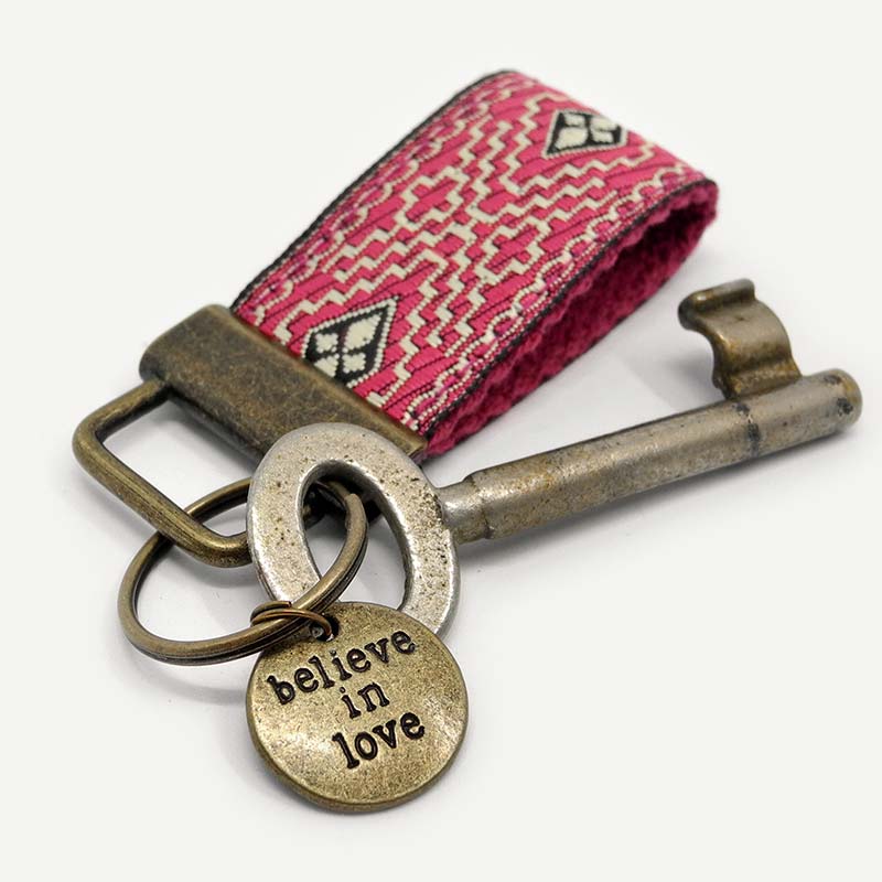 A small red boho style keychain