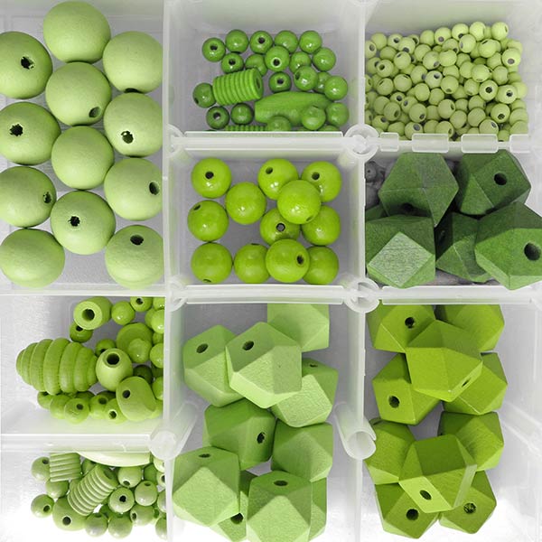 Collection of Green Wood Beads