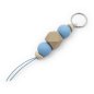 Preview: Powder Blue and Cream Beige Ladies Keyring, handmade from sustainable certified wood