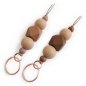 Preview: Small Coffee Colored Wooden Beaded Keychain