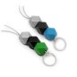 Preview: Wooden Beaded Keychain Green and Azure with Black