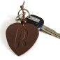 Preview: Brown Leather Heart Keychain with monogram