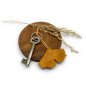 Preview: Ginkgo Leaf Bag Charm, handcrafted from veg-tan leather