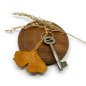 Preview: Ginkgo Leaf Keychain, handmade from genuine leather