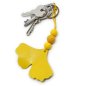 Preview: Yellow Ginkgo Leaf Keychain - Eco Leather and FSC Certified Maple Wood