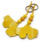Preview: Yellow Ginkgo Leaf Keychain - Eco Leather and FSC Certified Maple Wood