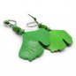 Preview: Back of green leather ginkgo leaf key fob