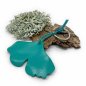 Preview: Teal Leather Ginkgo Leaf Keychain