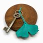 Preview: Turquoise Leather Ginkgo Leaf Keychain