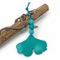 Preview: Turquoise Leather Ginkgo Leaf Keychain