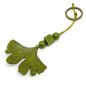 Preview: Olive Green Leather Ginkgo Leaf Keychain