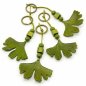 Preview: Olive Green Leather Ginkgo Leaf Keychain