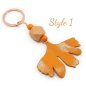 Preview: Rose Gold Leather Ginkgo Leaf Keychain Style 1