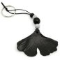 Preview: Black Ginkgo Leaf Keychain with wood beads from certified maple