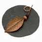 Preview: Leather Leaf with Wood Beads Keychain