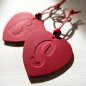 Preview: Handcrafted cherry red leather heart keychain