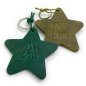 Preview: Green star-shaped leather keychain