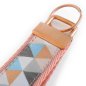 Preview: Salmon Pink Fabric Keychain with geometric pattern