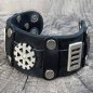 Preview: Leather Bracelet »Silver Wheel« with Cogwheel Studs