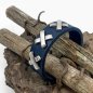 Preview: Midnight-Blue Leather Bracelet »Amsterdam« with cross-shaped rivets