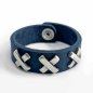 Preview: Blue Leather Wristband »Amsterdam« with decorative rivets