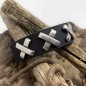 Preview: Black pull-up leather bracelet »Amsterdam« with three x-shaped rivets