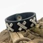 Preview: Black Leather Wristband »Amsterdam« with decorative rivets