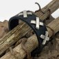 Preview: Custom-made black leather bracelet »Amsterdam«, with three cross-shaped rivets