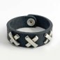 Preview: Black Leather Bracelet »Amsterdam« with cross-shaped rivets