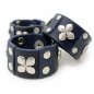Preview: Midnight-Blue Leather Bracelet with rivets