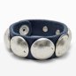 Preview: Dark Blue Veg-Tan Leather Wristband with Conchos