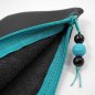 Preview: Black Leather Pencil Pouch with Contrasting Blue Zipper