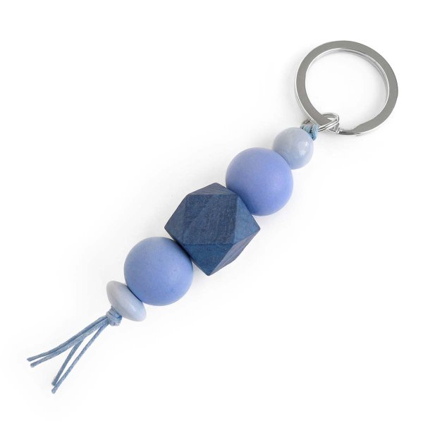 Preview: Sky Blue Wood Bead Keychain