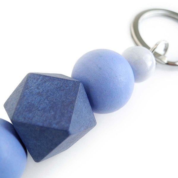 Preview: Sky Blue Wood Bead Keychain