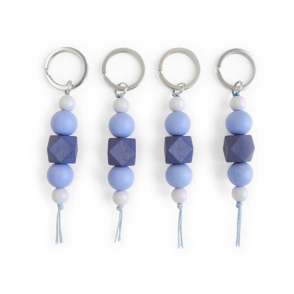 Sky Blue Wood Bead Keychain