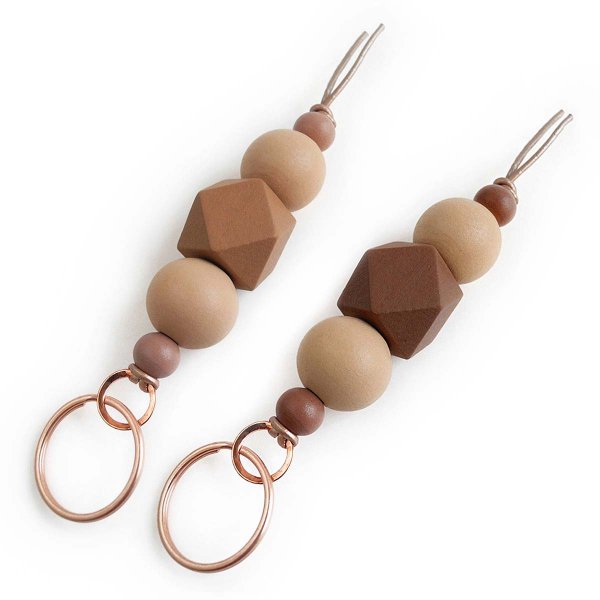 Small Coffee Colored Wooden Beaded Keychain