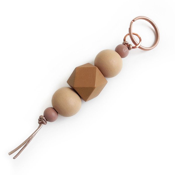 Preview: Wooden Beaded Keychain in Coffee Colors