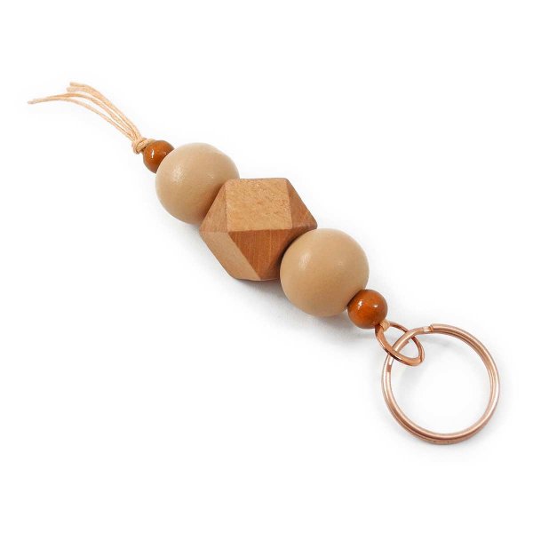 Geometric Keychain with Beads from Certified Wood