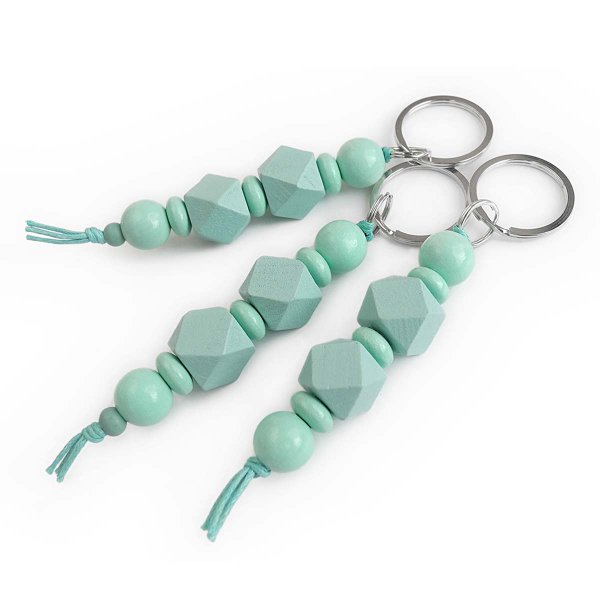 Seafoam Green Wooden Key Fob