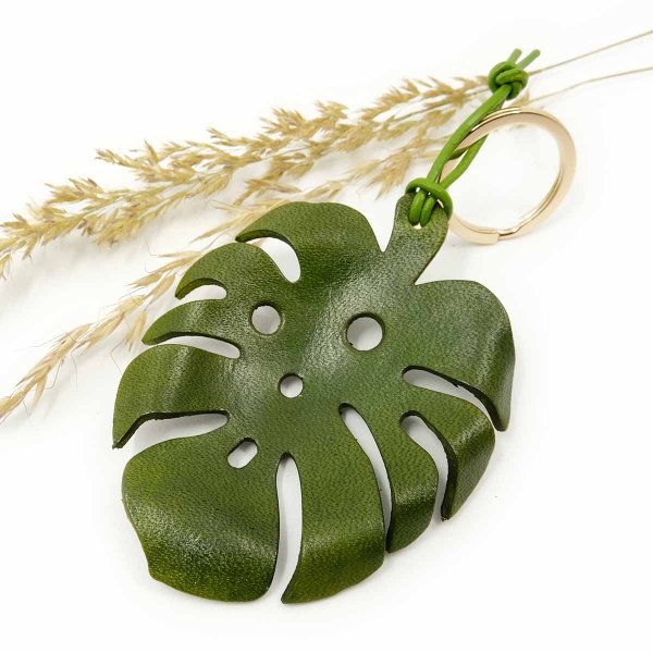Preview: Leather Monstera Leaf Keyring
