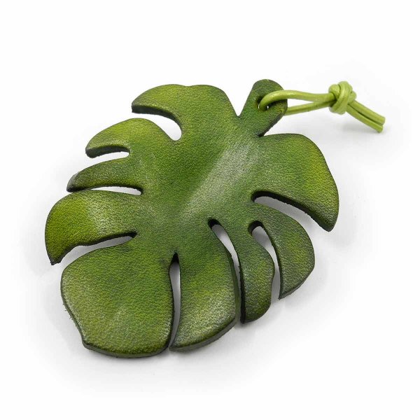 Monstera Leaf Leather Keychain