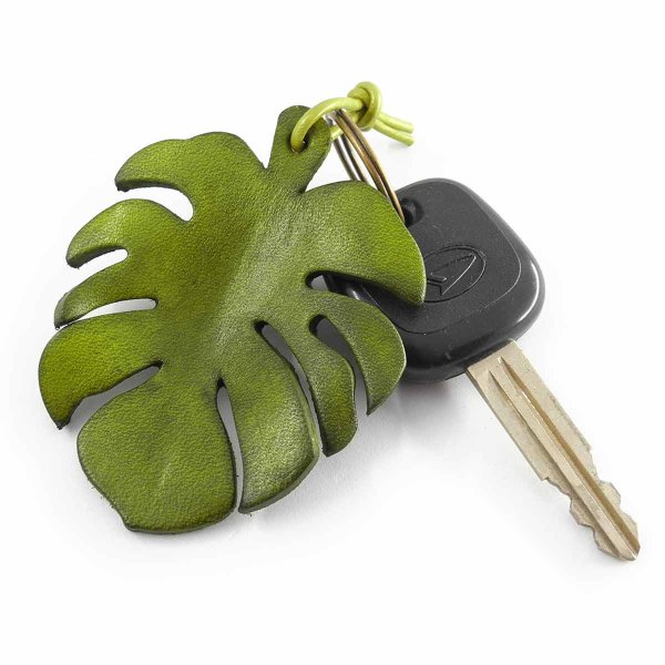 Monstera Leaf Leather Keychain