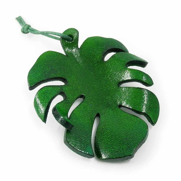 Leather Monstera Leaf Keychain or Bag Charm