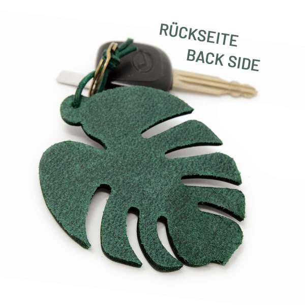 Back of Monstera Leather Leaf in Pine Green