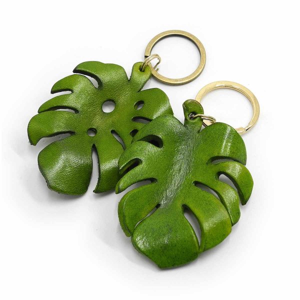 Monstera deliciosa leather keychain