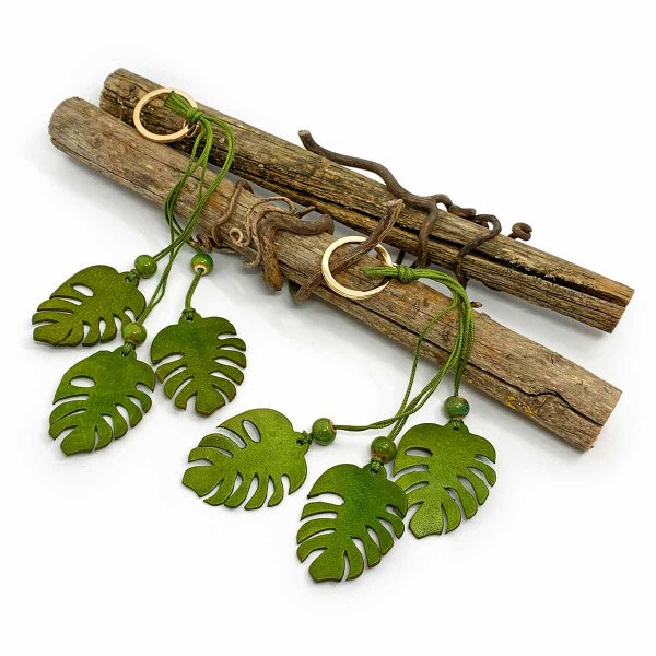 Monstera Leaves as Charm with Brass Split Ring