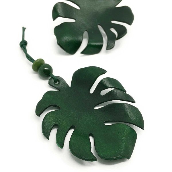 Monstera Leaf Leather Keychain