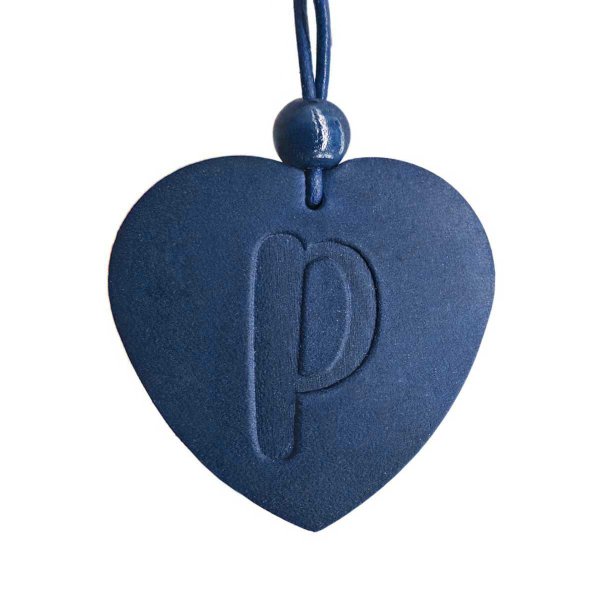 Preview: Handcrafted blue leather heart keychain